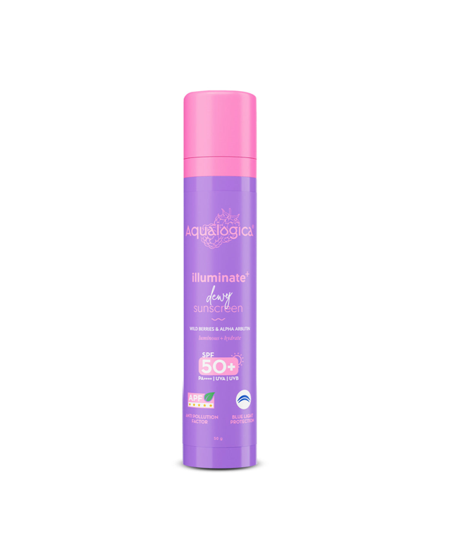 Aqualogica Illuminate+ Dewy Sunscreen SPF 50+ PA++++ with Wild Berries & Alpha Arbutin 50gm