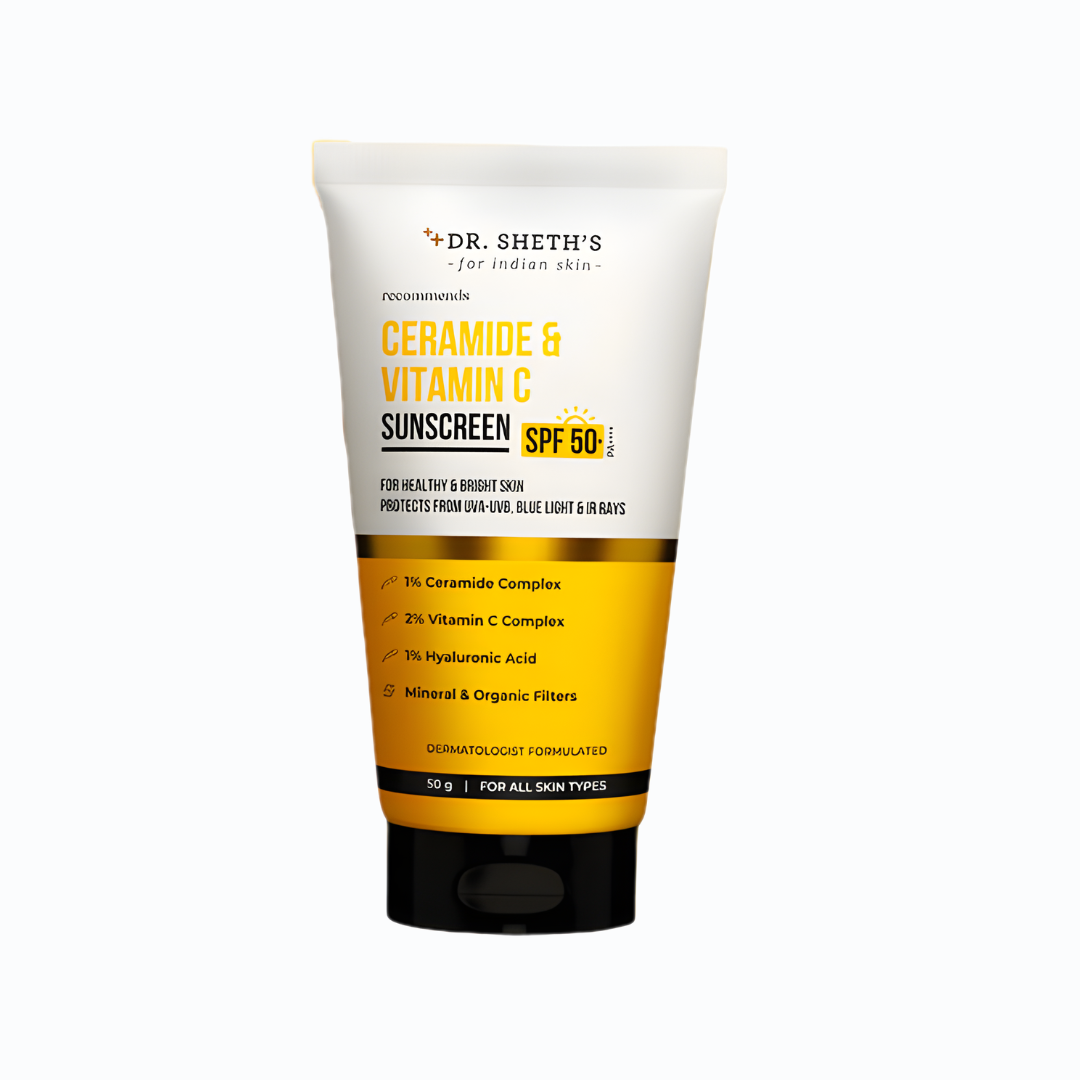 Dr.SHETH'S Ceramide & Vitamin C Sunscreen - 50 gm In-Vivo Tested SPF 50+ PA ++++ 50g